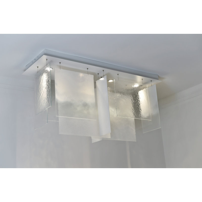 Lustre rectangulaire à 4 lumières l 48 po Plissé