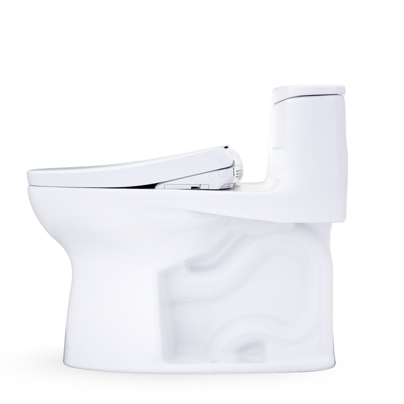 TOTO Ultramax Low Profile WASHLET+ S7A One-Piece Elongated 1.28 GPF Universal Height Toilet with CEFIONTECT, Cotton White - MW6184736CEFG#01