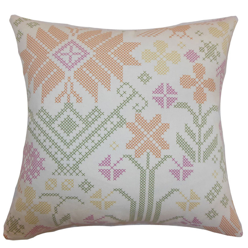 Coussin en coton Dori, Été, 20 po x 20 po, Housse de coussin seulement - sans insert