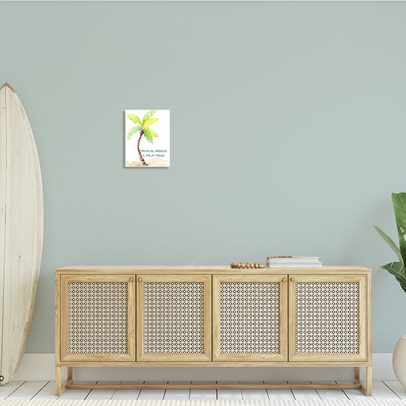 «Tropical Breeze & Palm Trees», art texturé à la giclée noire encadrée par Lanie Loreth, H 15 po x l 10 po, Plaque murale
