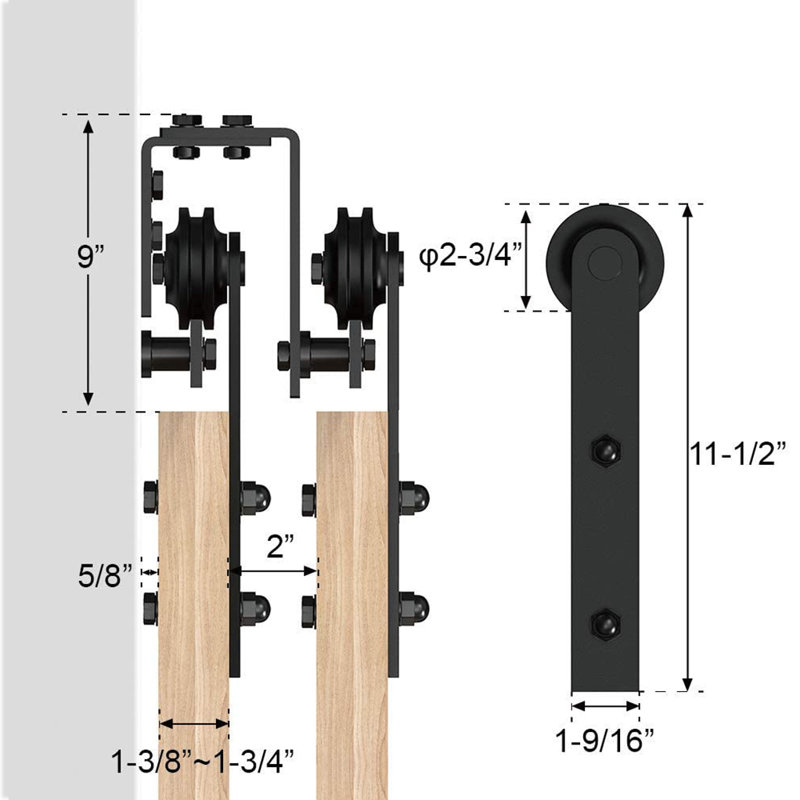 132-Inch Matte Black Double Bypass Barn Door Hardware Kit