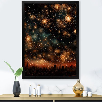 Feux d'artifice dorés, ciel magique