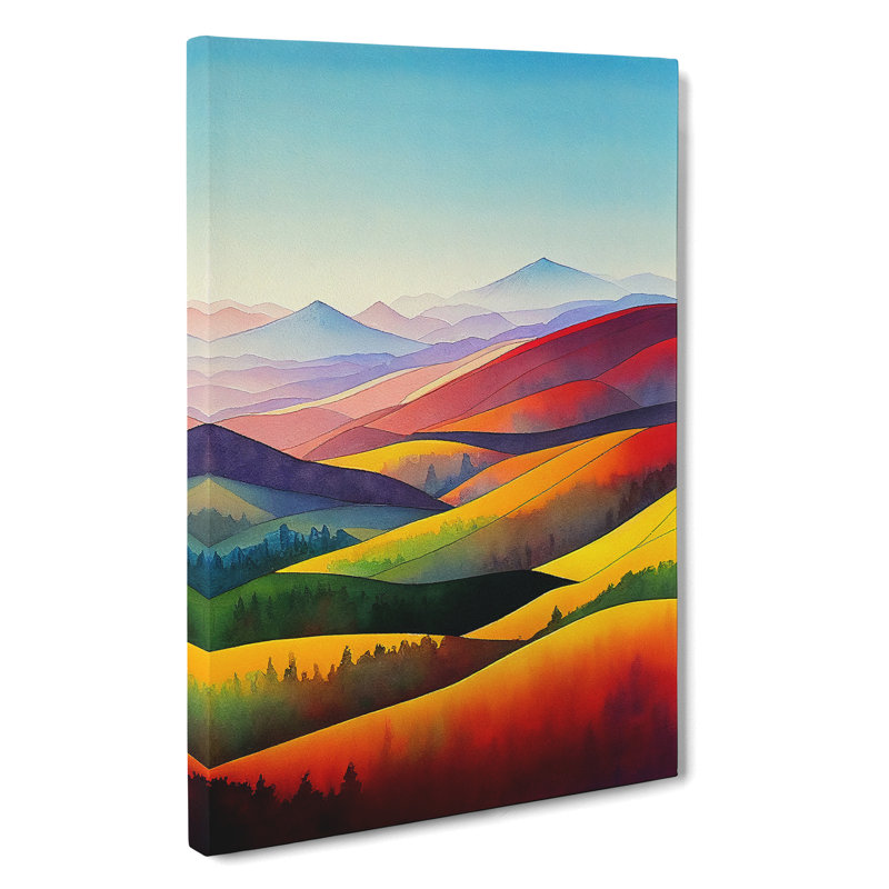 Mountain Landscape Watercolour No.3 - Wrapped Canvas, 50cm H x 35cm W x 3cm D