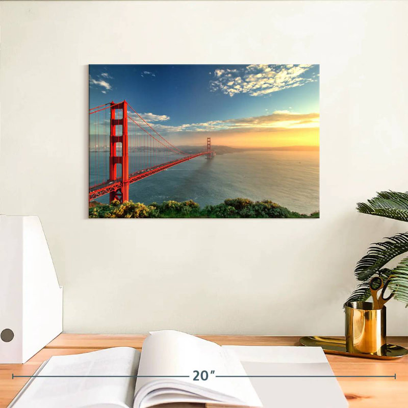 Lilie Golden Gate Bridge, coucher de soleil, H 8 po x l 12 po