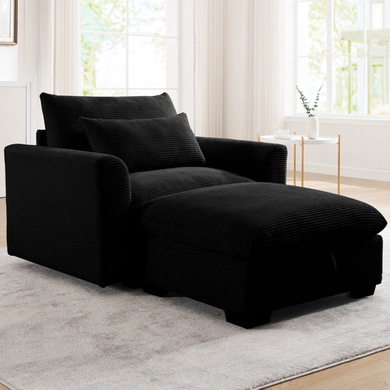 Velours côtelé noir modulaire pour la décoration d'un appartement confortable avec une solution de rangement bien rangée
