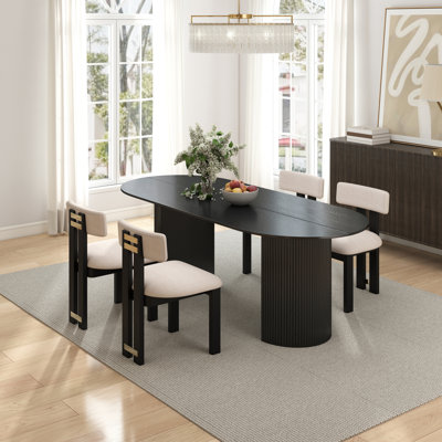 Ensemble de table à manger et de chaises de style moderne Mid-Century, ensemble de table à manger élégant en bois massif pour la salle à manger / cuisine