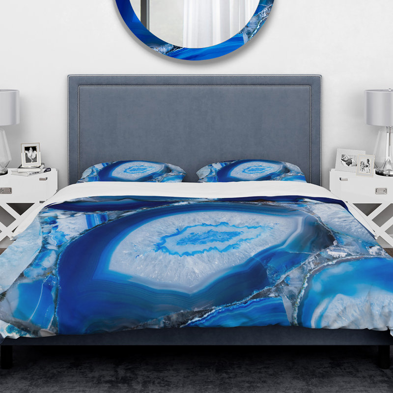 Ensemble de housse de couette designart agate geode, Housse simple + 1 taie décorative