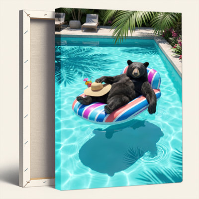 Bear Float Canvas Wall Art Oil Painting Print Set Of 1