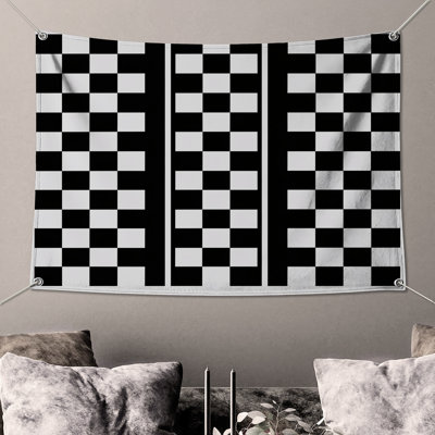 Black White Checkered Wall Tapestry - Checkered Wall Decor