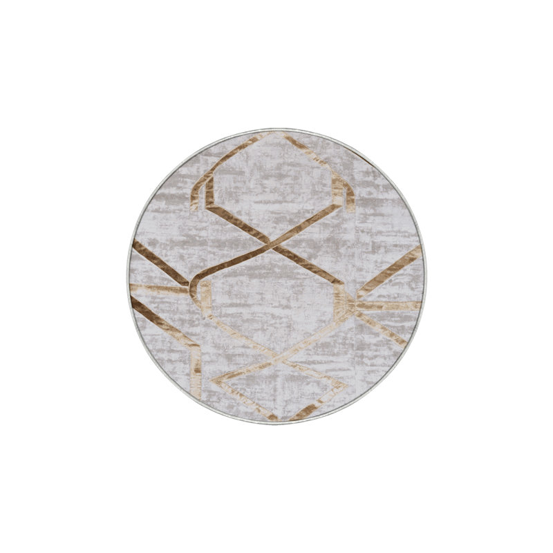 Machine Washable White Area Rug, Round 6'