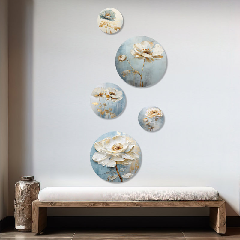 Ranunculus Radiance Treasure - ensemble d'art mural rond de Ranunculus Ranunculus, ensemble de 5