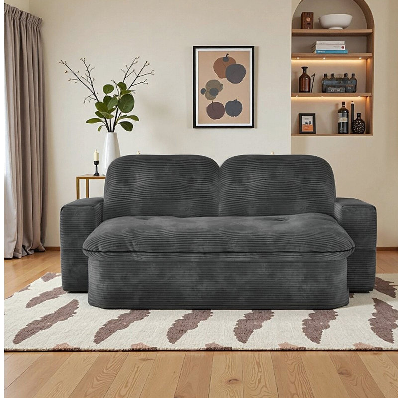 Canapé-lit modulaire convertible 2-en-1, canapé-lit peu encombrant, Gris foncé