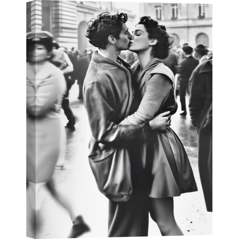 Lovers In Paris by Haute Photo Collection - Wrapped Canvas Print, 80cm H x 60xm W