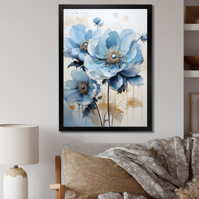 «Blue Minimalisme Daisy Flower II», reproduction sur toile florale