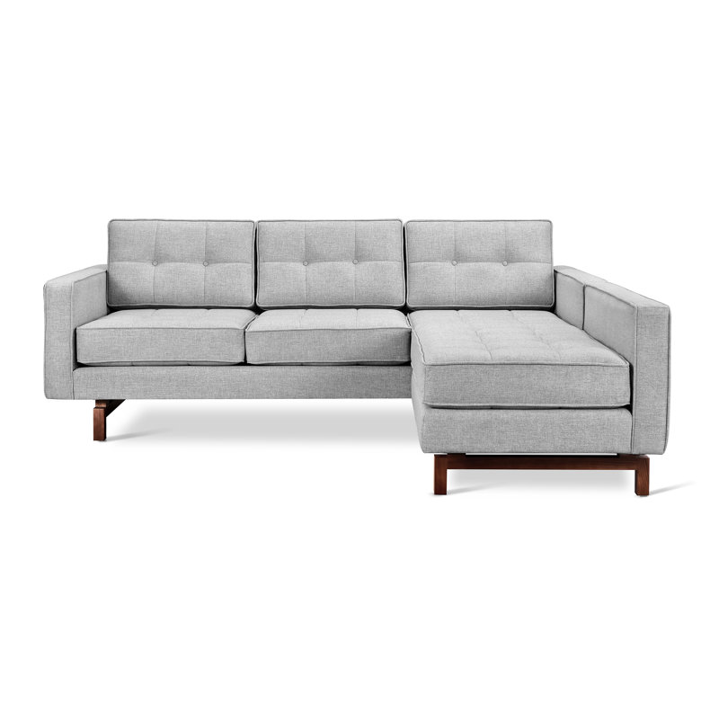 Canapé bi-modulaire Jane 2, Sergé de performance argent Bayview, Noyer