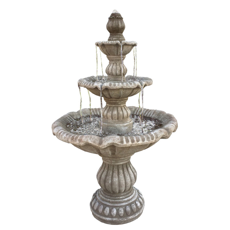 Rialto Cast Stone Tiered Fountain, Forest Brown