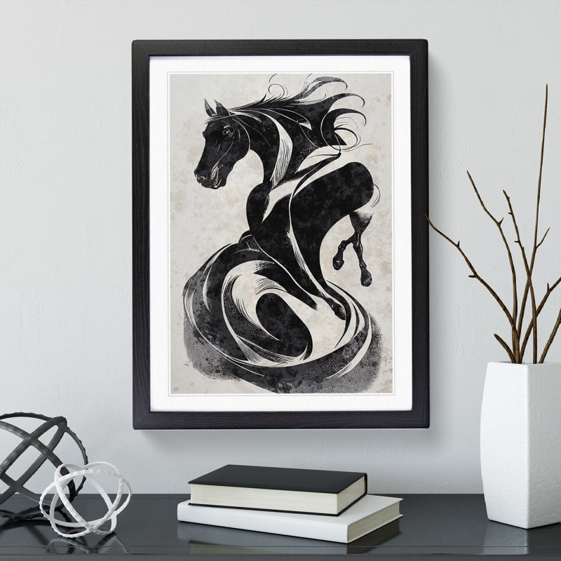 XV1022-2648X Magnificent Horse Art No.2 Abstract - Single Picture Frame Print, 64cm H x 46cm W x 2cm D, Black