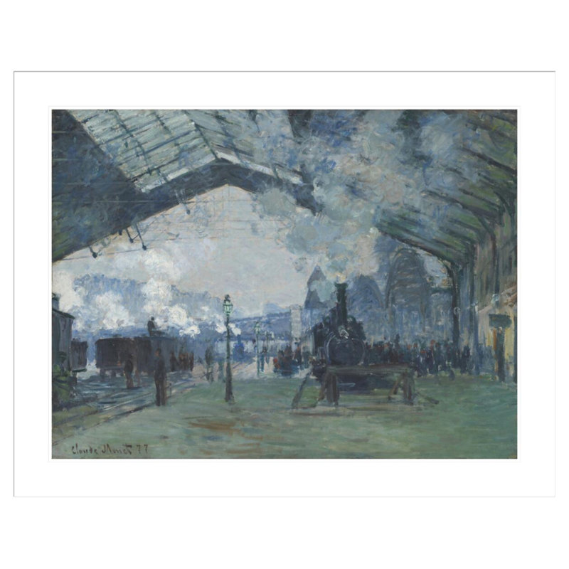 L'arrivée du train de normandie à la gare Saint-Lazare par Claude Monet, impression giclée encadrée, H 33 po x l 41,5 po