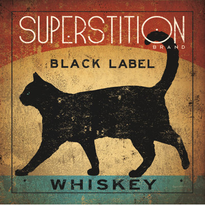 Superstition Black Label Whiskey Cat by Ryan Fowler - Wrapped Canvas Print