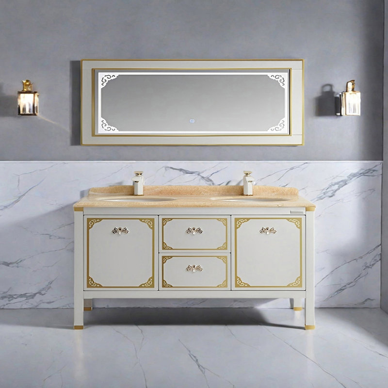 Simple modern stainless steel bathroom cabinet, 33.46" H x 70.86" W x 21.65" D