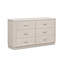 Commode large Fezi, 6 tiroirs, poignées en acier argenté, gris poussiéreux