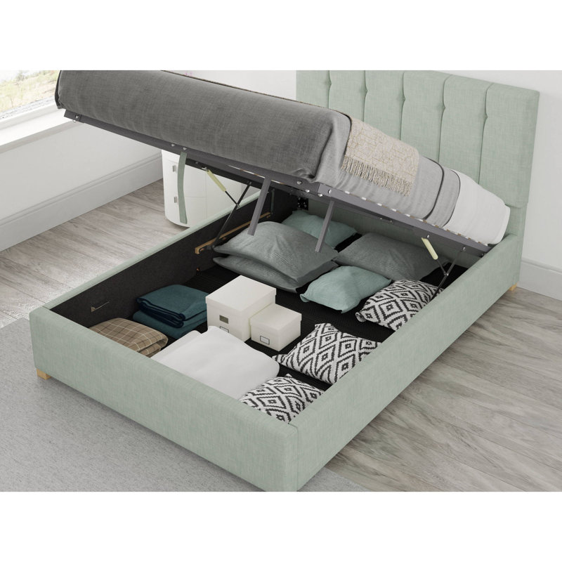 Cecere Upholstered Ottoman Storage Bed, Single (3'), Nile Water