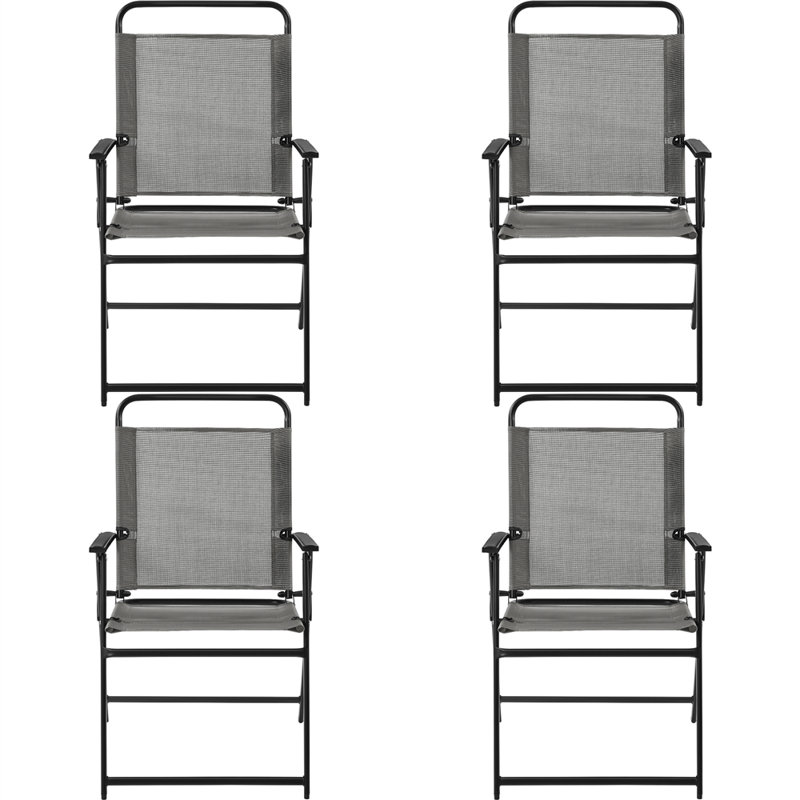 Folding Patio Dining Armchair, Grey, 4