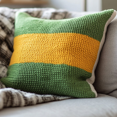 Contrast Chunky Knit Stripe Pillow