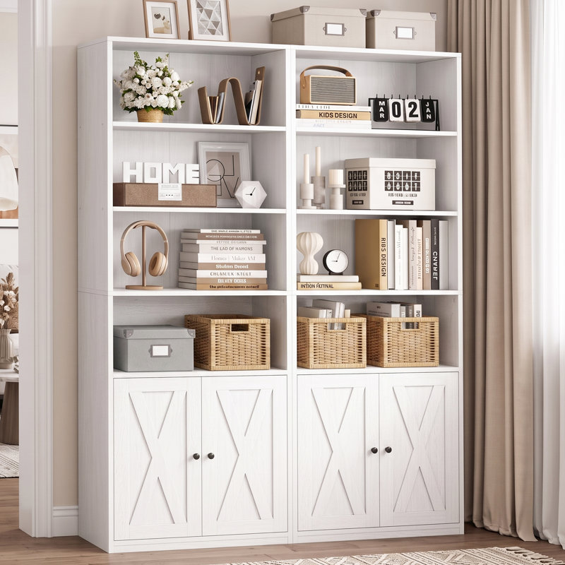 Bibliothèque ouverte avec portes Aillee 70,9 "avec portes, Blanc