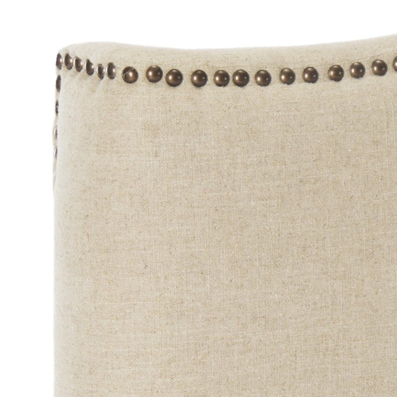 Laken Upholstered Headboard, Twin, Hemp Linen , Brass