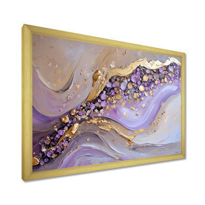 Gold And Purple Geode Stones River II - Stone Geode Wall Art Print
