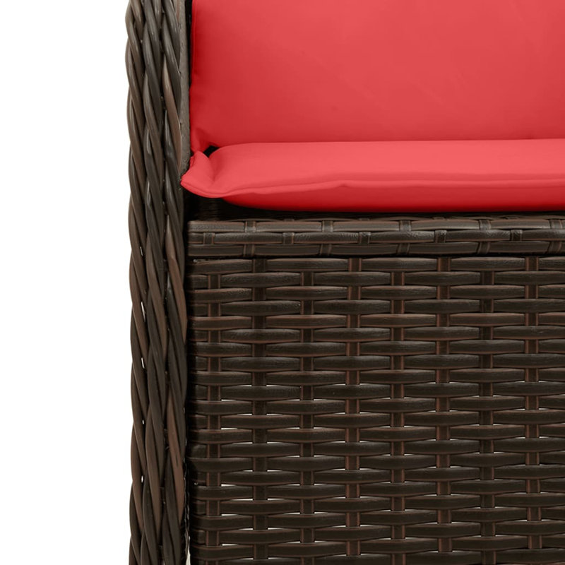 Canapé d'angle avec coussins Ebern Designs, Rouge / Brun