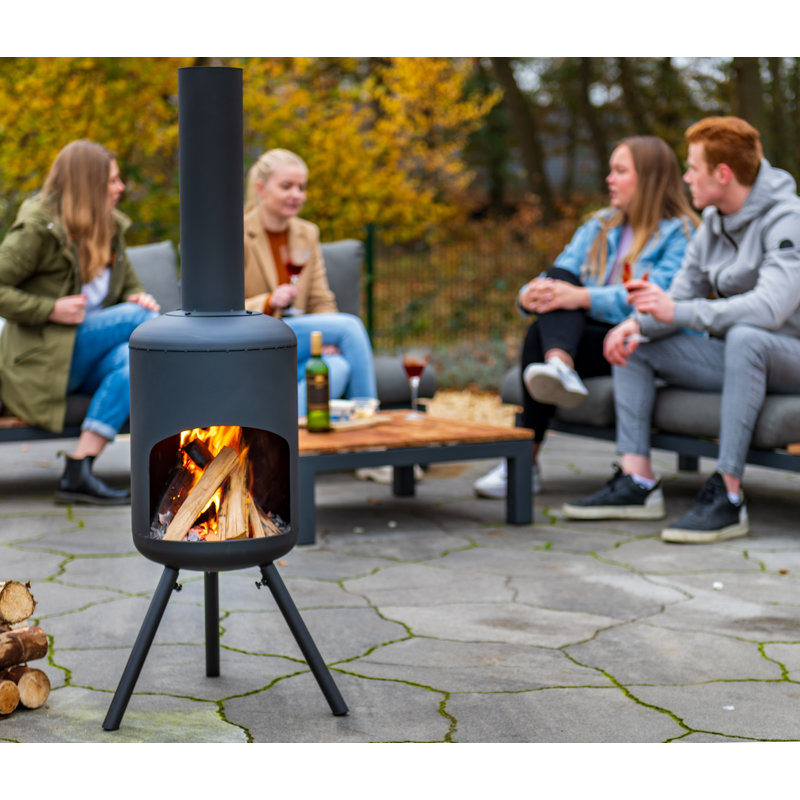 Fuego Cylinder Clay Wood Burning Smokeless Chimnea