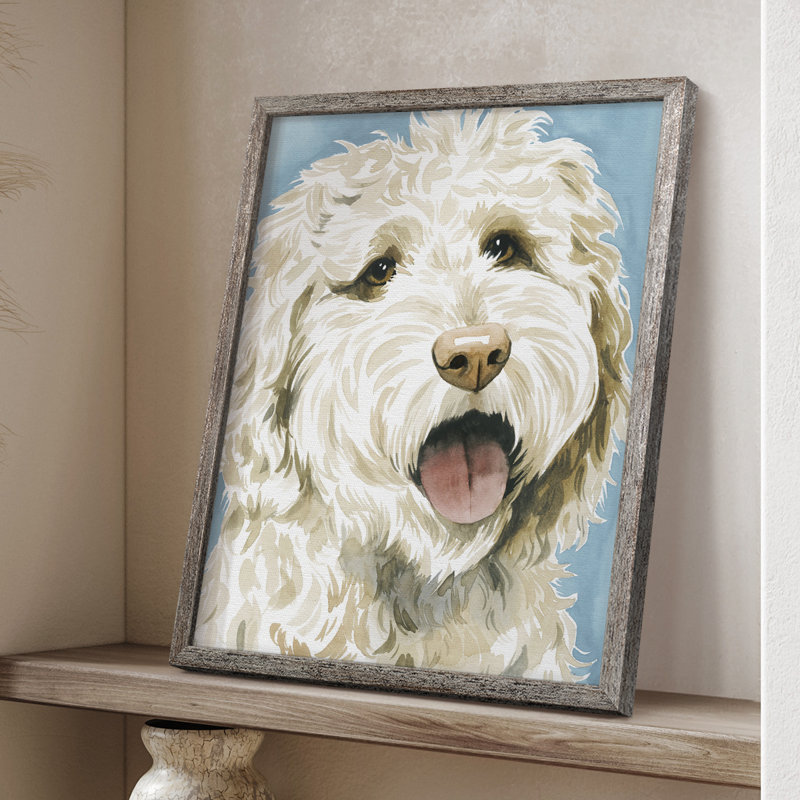 Labradoodle II Framed Print - Solid Wood, 11" H x 9" W