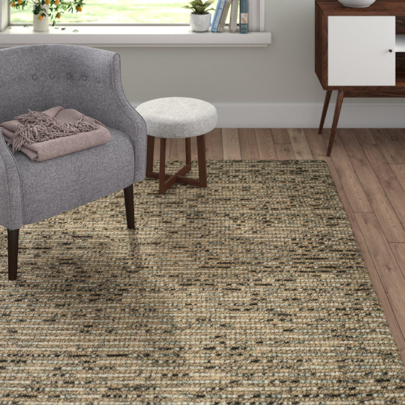 Ferrera Abstract Hand-Knotted Blue/Brown Area Rug, Rectangle 6' x 9'
