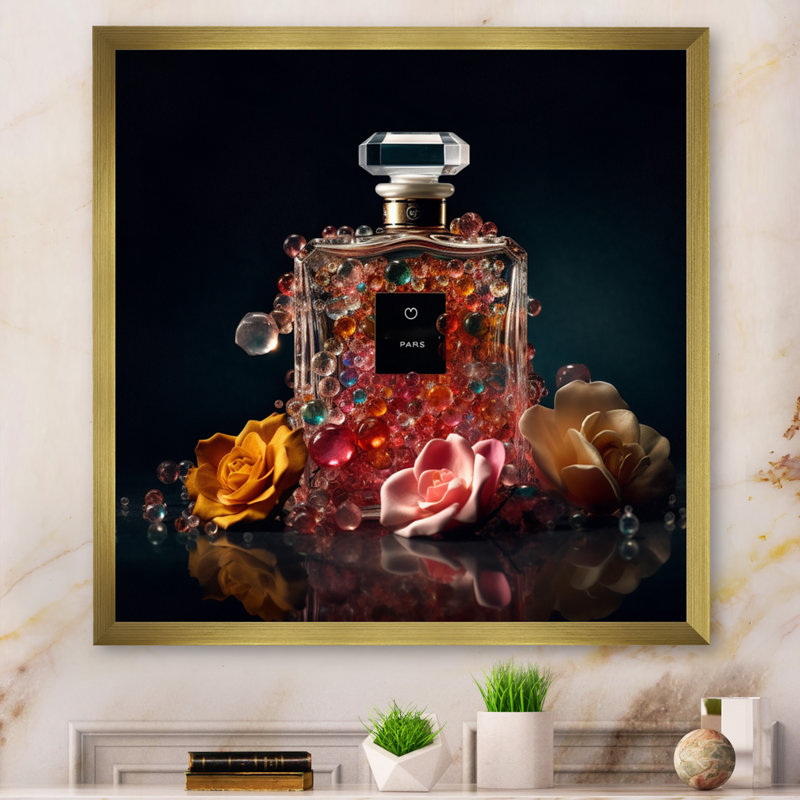 «Pink Perfume Sc Parfum Elegance III», reproduction sur toile encadrée, H 24 po x l 24 po x P 1 po, Encadrement doré