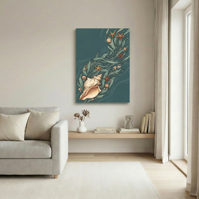 Coquillage et étoile de mer, reproduction d'art sur toile, ensemble de 1