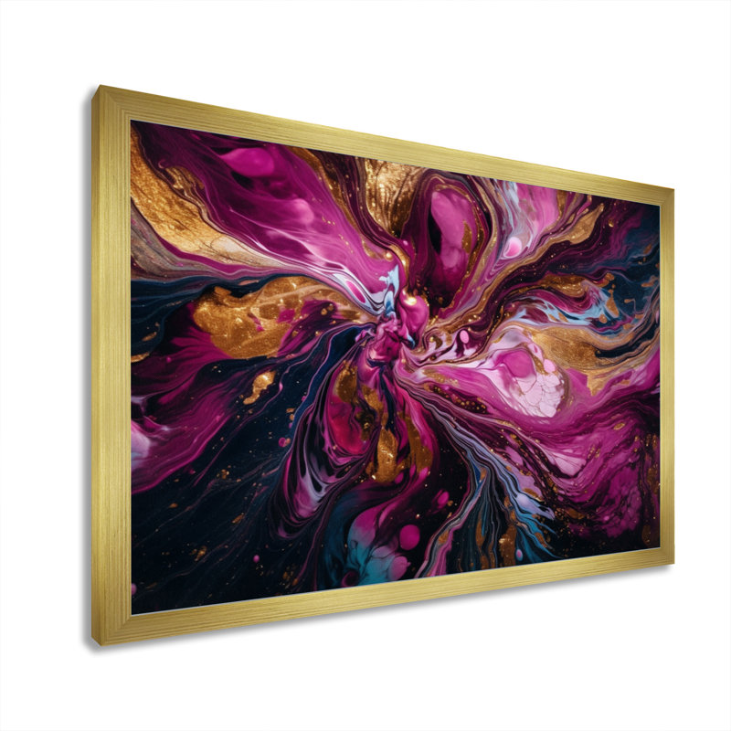 Art sur toile, "L'essence de la fluidité II", H 12 po x l 20 po x P 1 po, Encadrement doré