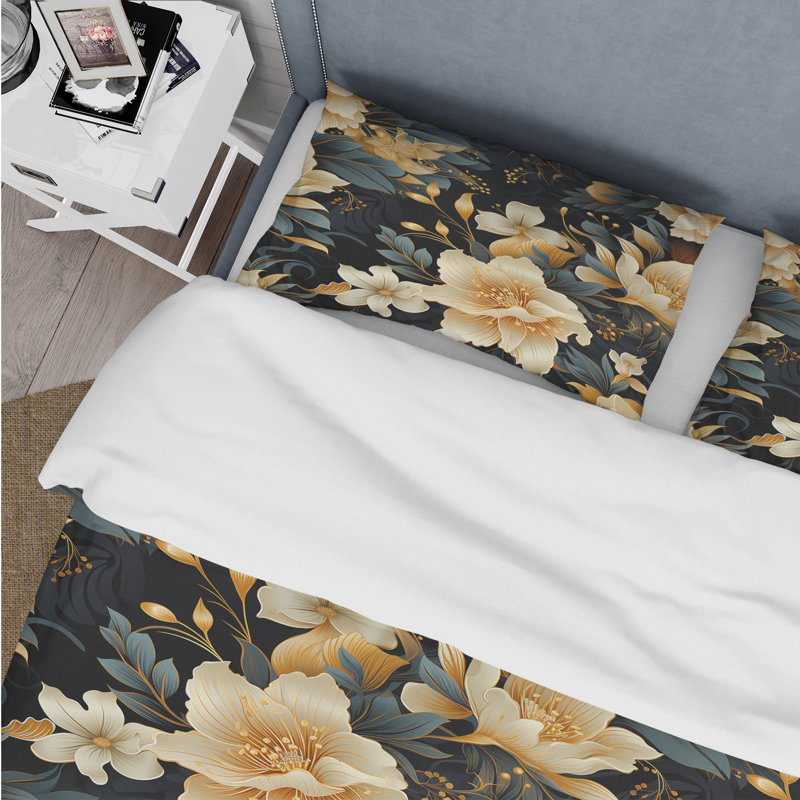 Ensemble de housse de couette Timeless Beige Peony Sophistication II, Housse de couette pour grand lit et 2 taies décor