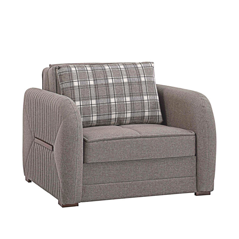 Fauteuil rembourré convertible avec rangement, Beige gris