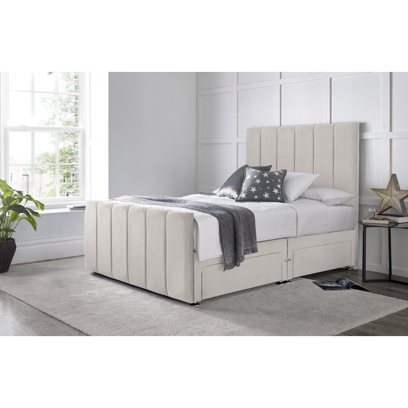 Cadebrooke Divan Bed with 54" Floorstanding Headboard, Silver, Super King (6'), No Drawers