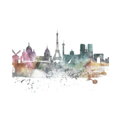 Paris Pastel Skylines by WallDecorAddict - Gallery-Wrapped Canvas Giclée on Canvas