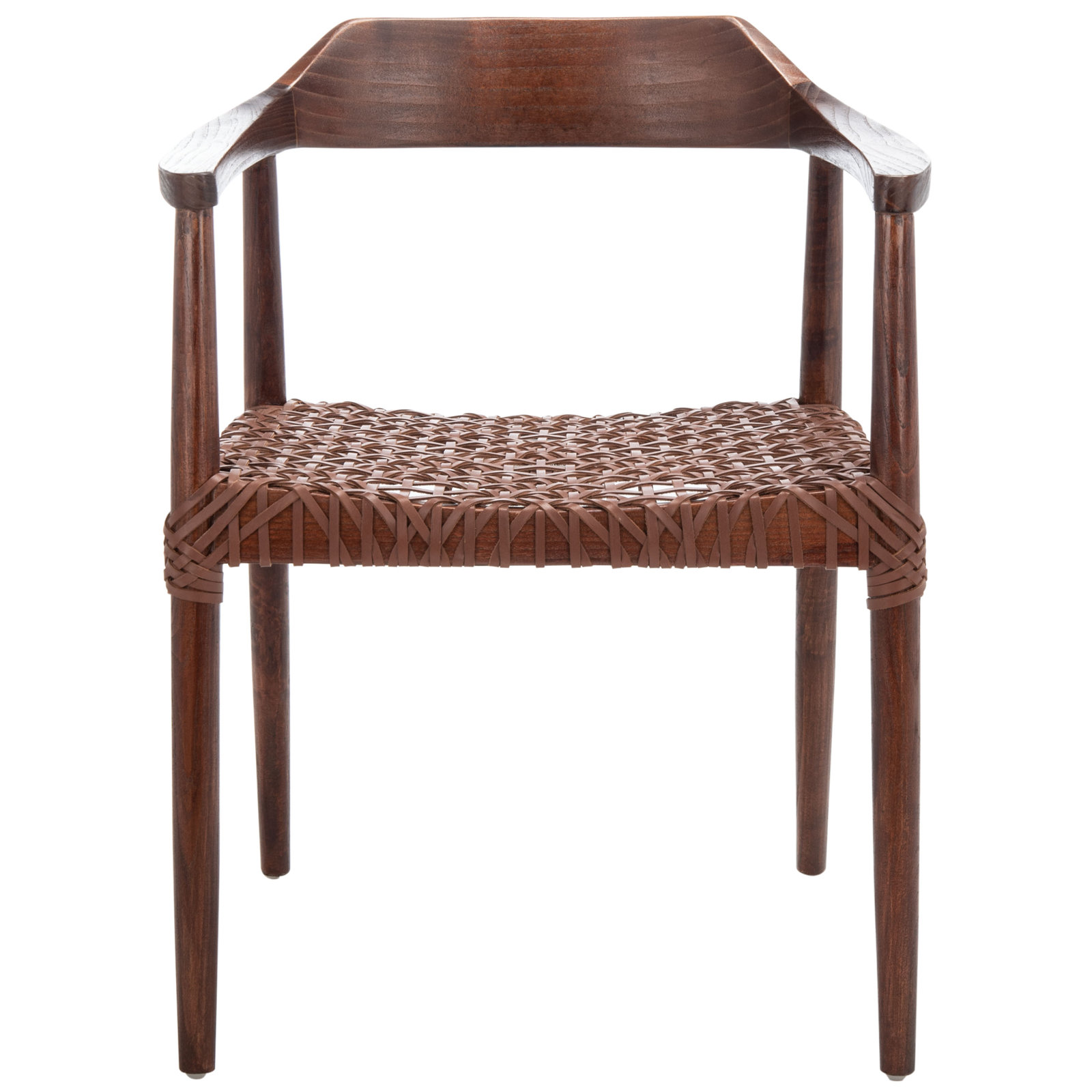 Bruna 22'' Wide Dining Chair, Medium Oak, Cognac Genuine Leather