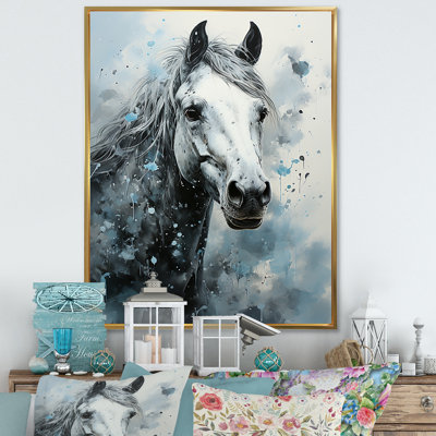 Peinture inspirée du surréalisme mettant en vedette un cheval, reproduction sur toile