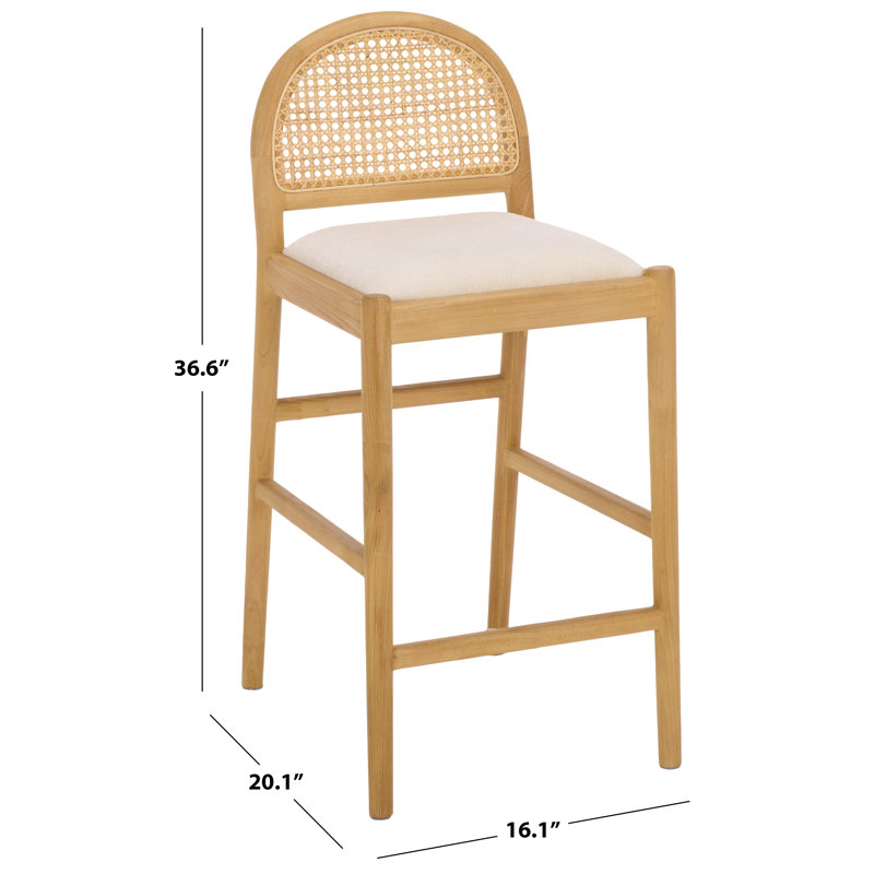 Laylie Rattan And Leather Counter Stool, Natura/Boucle