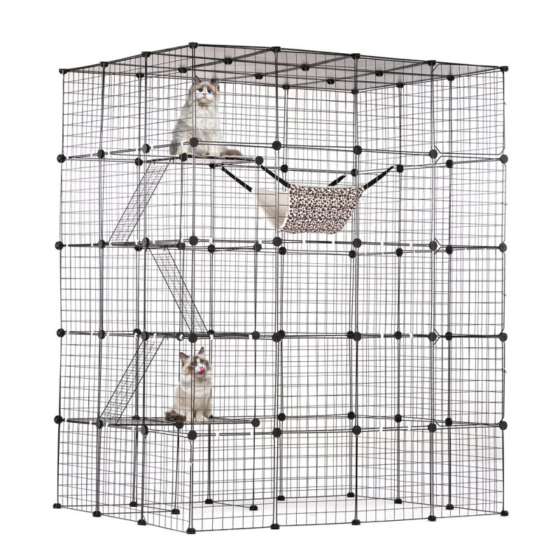 Grande cage à chat à 4 niveaux 54 x 41 x 69 po en métal avec hamac