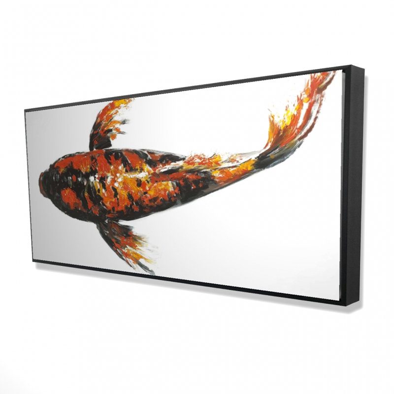 Red butterfly koi fish - 24"x48" Framed canvas