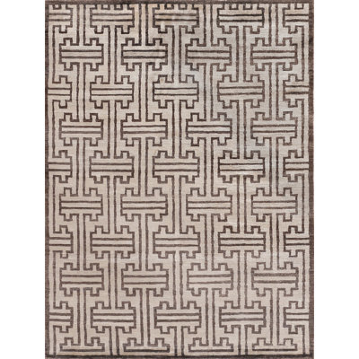 Bamboo Silk Wool Geometric Indoor Rug