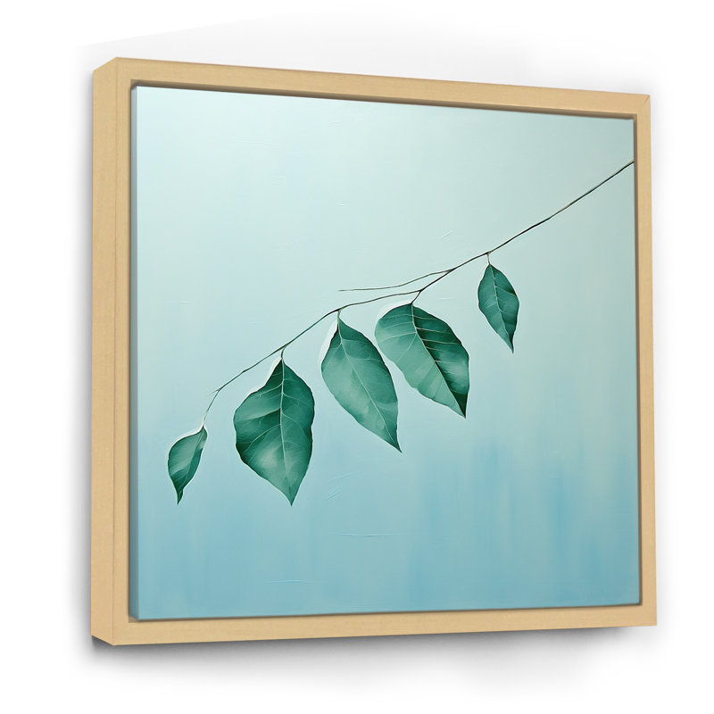 Bleu sarcelle Tranquility Leaf Impression I, H 24 po x l 24 po x P 1 po, Cadre naturel flottant