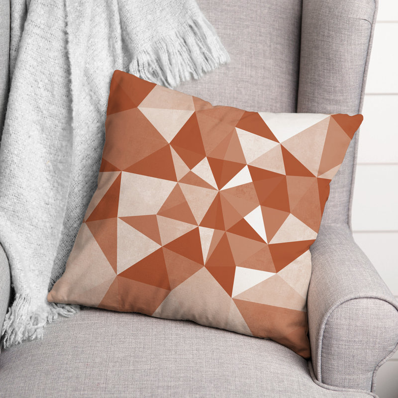Geometric Outdoor Reversible Throw Pillow, Orange/Red